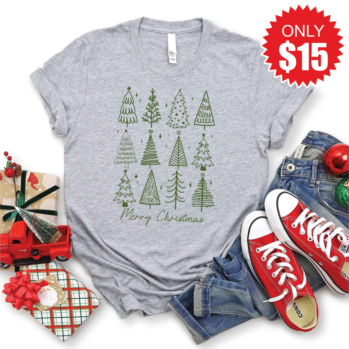 Merry Christmas Tee - Heather Grey - 15 product image 1