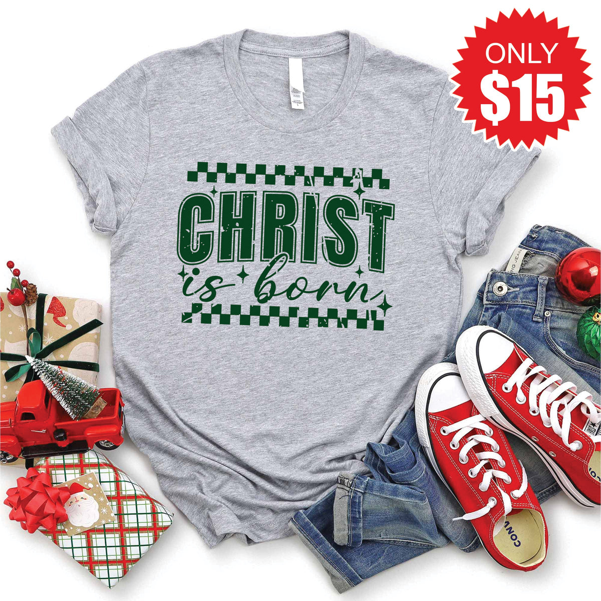 Christ Is Born Tee - Heather Grey - 15 product image 1
