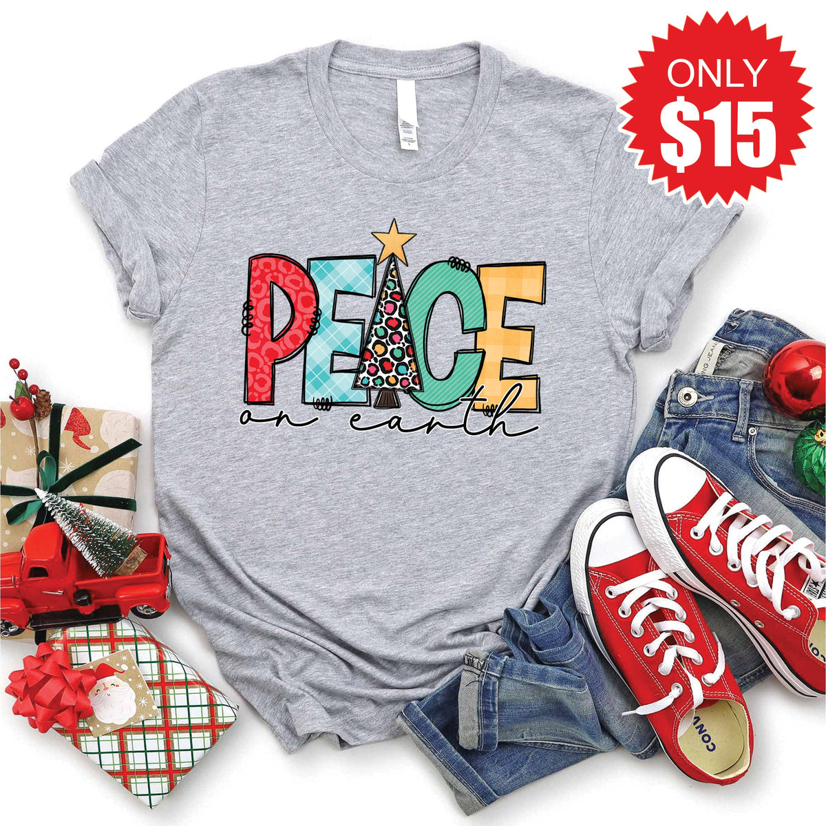 Peace On Earth Tee - Heather Grey - 15 product image 1