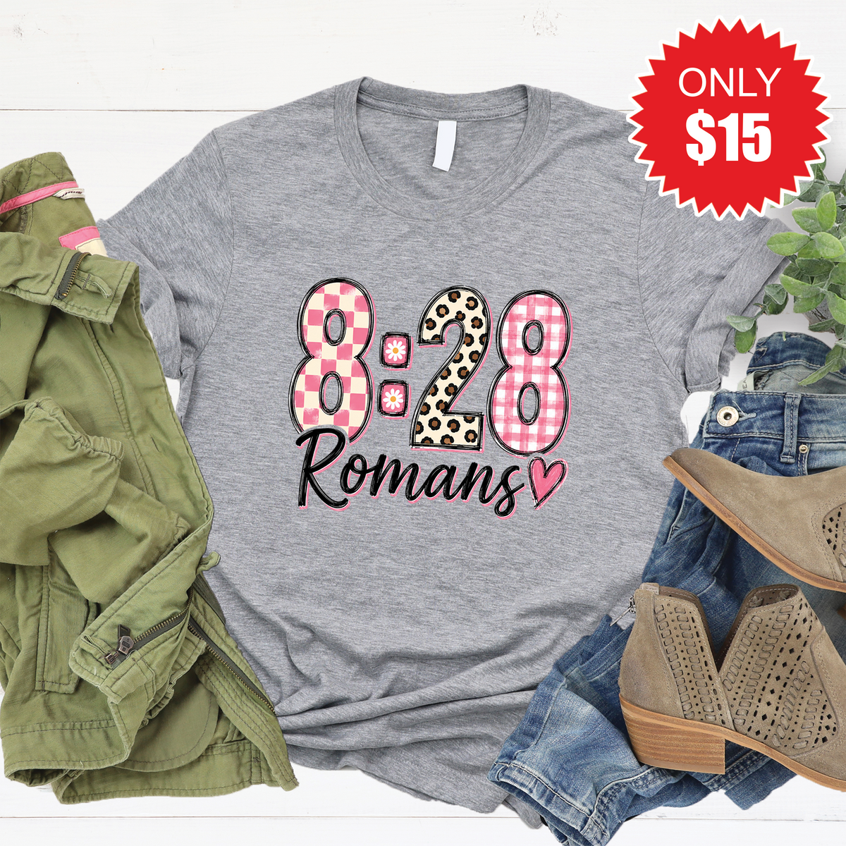 Romans 8:28 Tee - Heather Grey - 15 product image 1