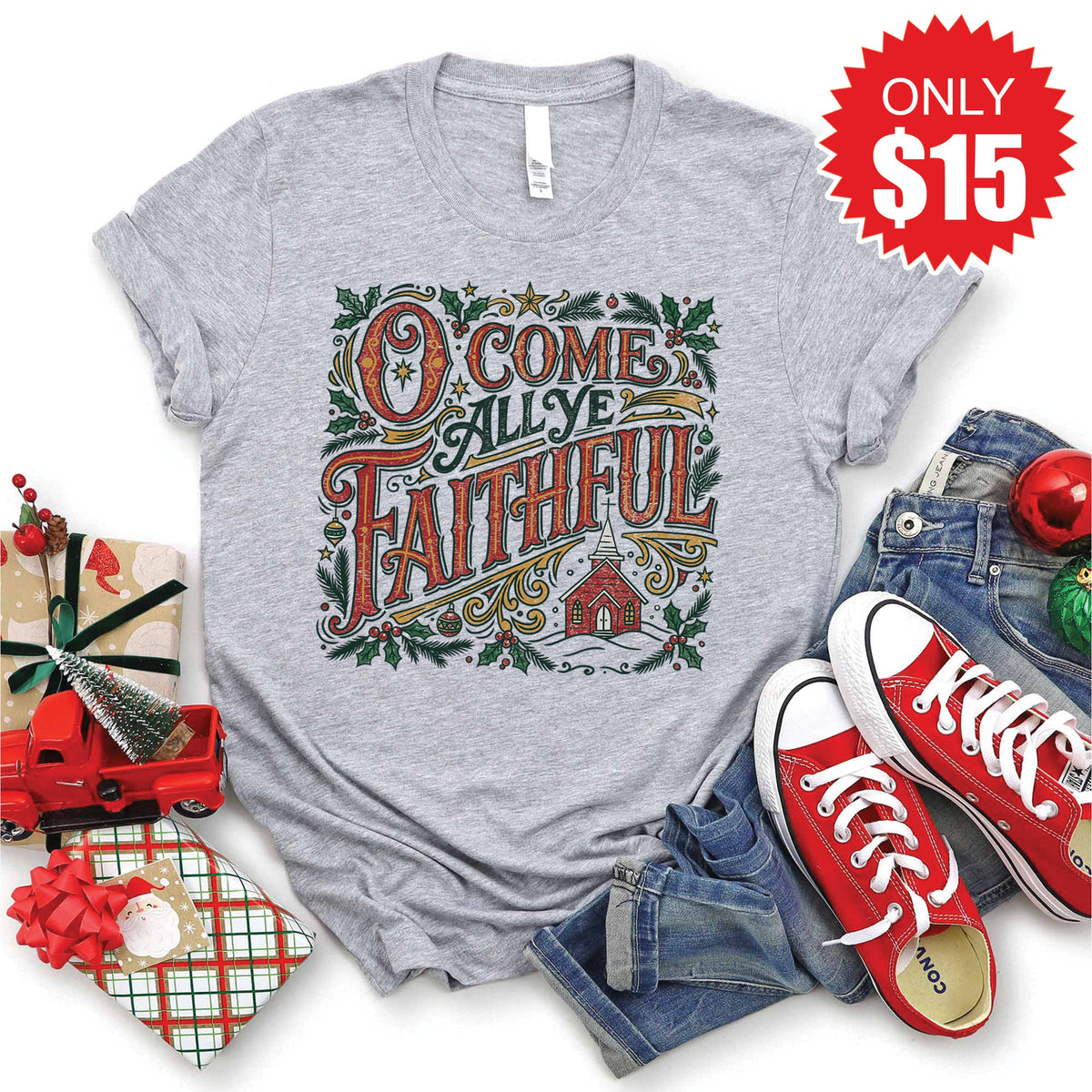 All Ye Faithful Tee - Heather Grey - 15 product image 1