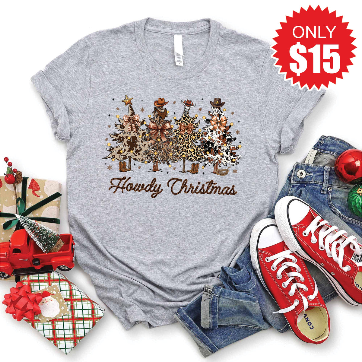 Howdy Christmas Tee - Heather Grey - 15 product image 1