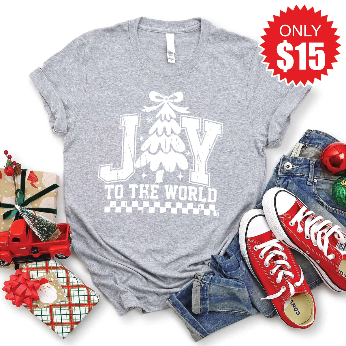 Joy To The World Tee - Heather Grey - 15 product image 1