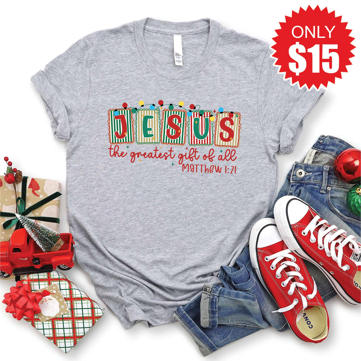 The Greatest Gift Of All Tee - Heather Grey - 15 product image 1