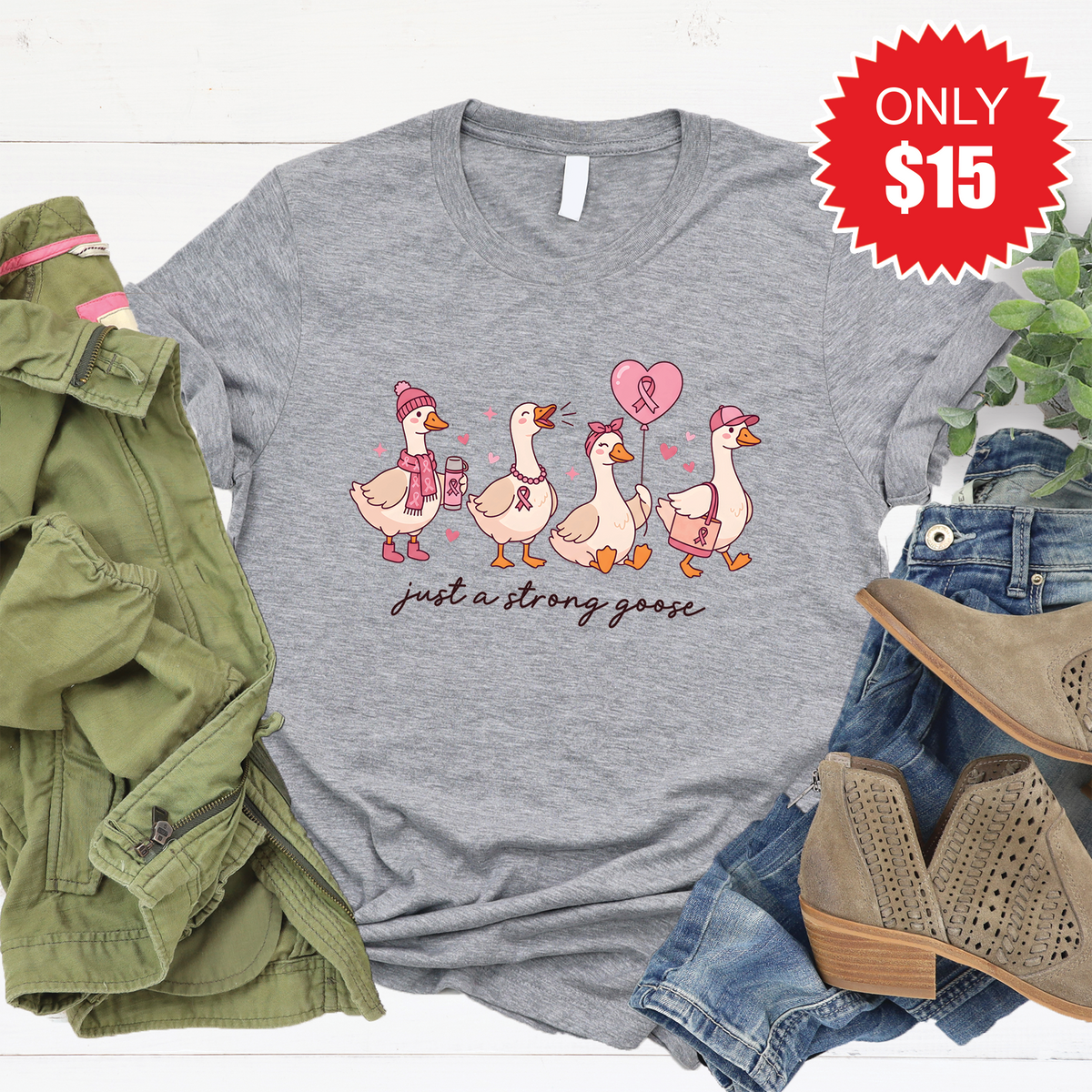 Just A Strong Goose Tee - Heather Grey - 15 product image 1