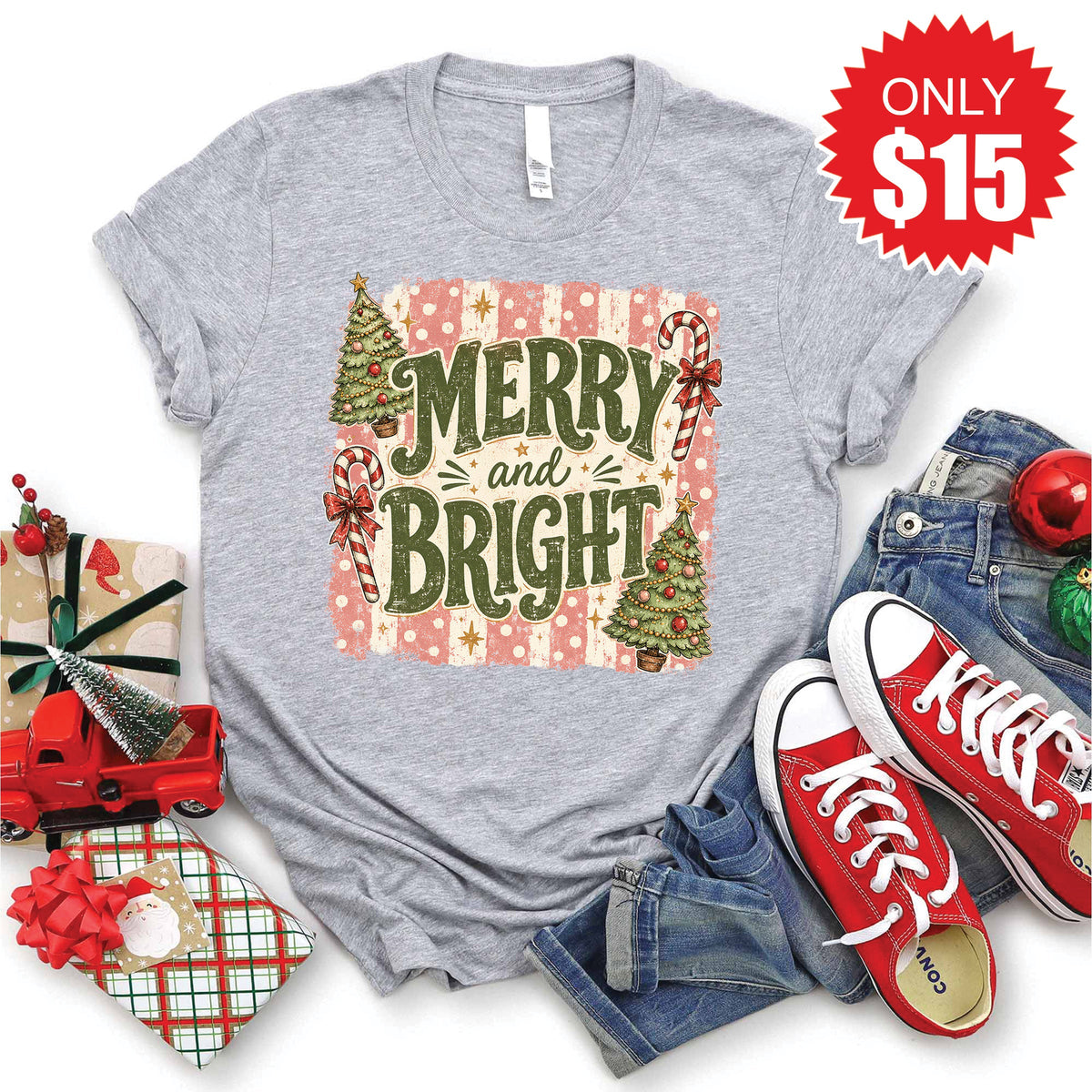 Merry and Bright Tee - Heather Grey - 15 product image 1