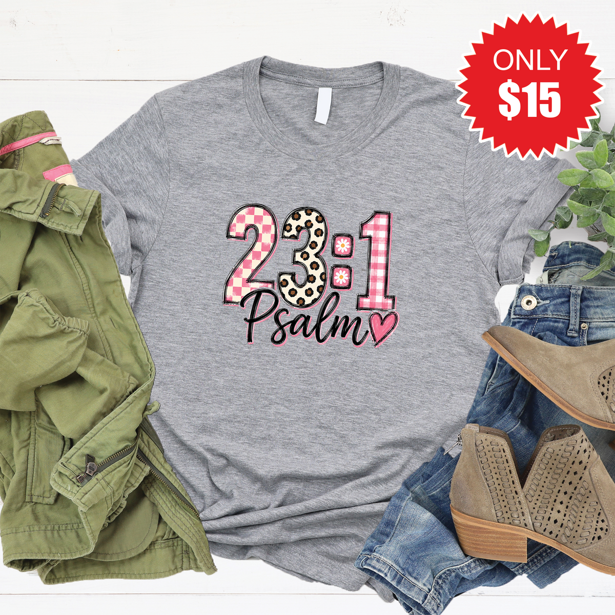 Psalm 23:1 Tee - Heather Grey - 15 product image 1