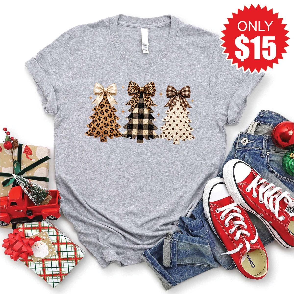 Christmas Leopard Tee - Heather Grey - 15 product image 1