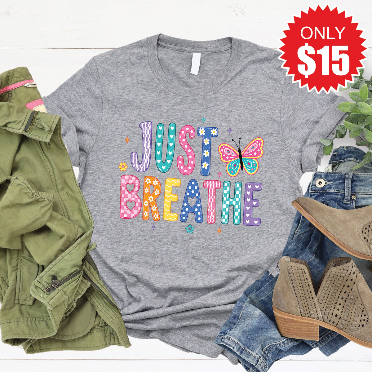 Just Breathe Tee - Heather Grey - 15 product image 1
