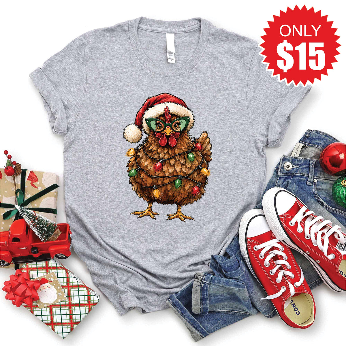 Christmas Chicken Tee - Heather Grey - 15 product image 1