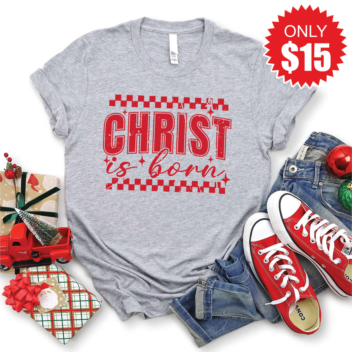 Christ Is Born Tee - Heather Grey - 15 product image 1