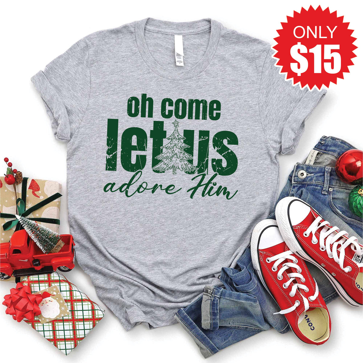 Let Us Adore Him Tee - Heather Grey - 15 product image 1