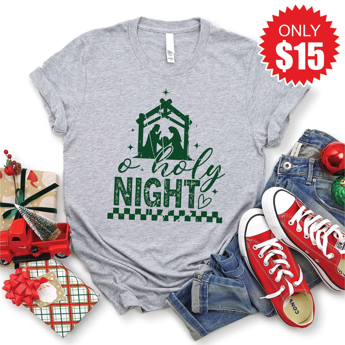 Oh Holy Night Tee - Heather Grey - 15 product image 1