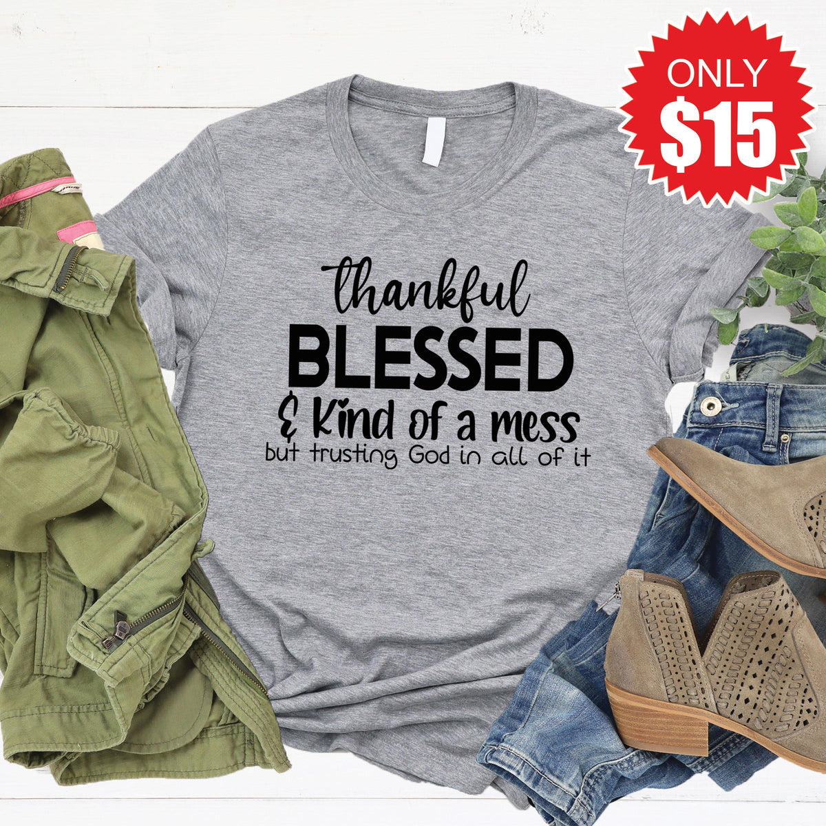 Trusting God Tee - Heather Grey - 15 product image 1