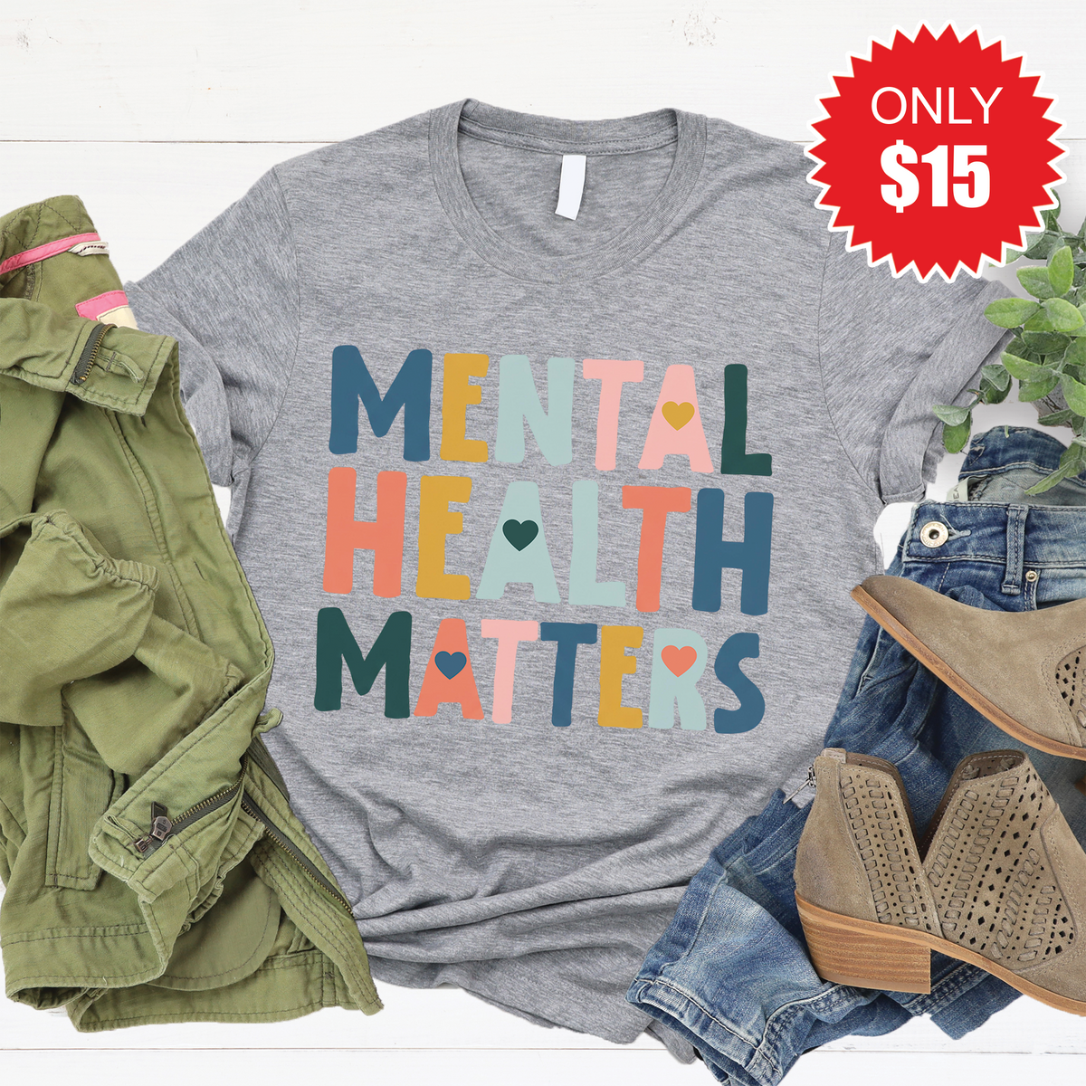 Mental Health Matters Tee - Heather Grey - 15 product image 1