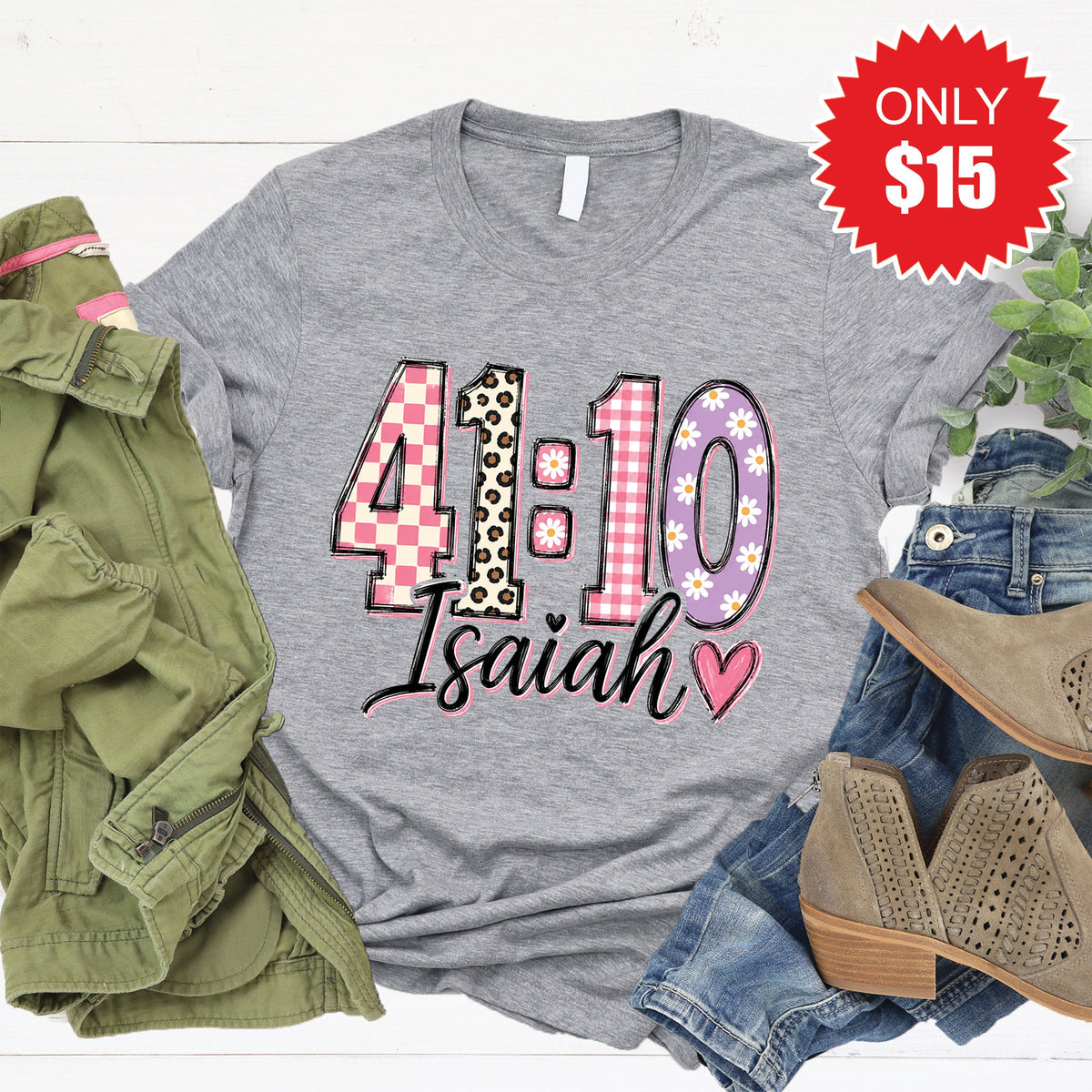 Isaiah 41:10 Tee - Heather Grey - 15 product image 1