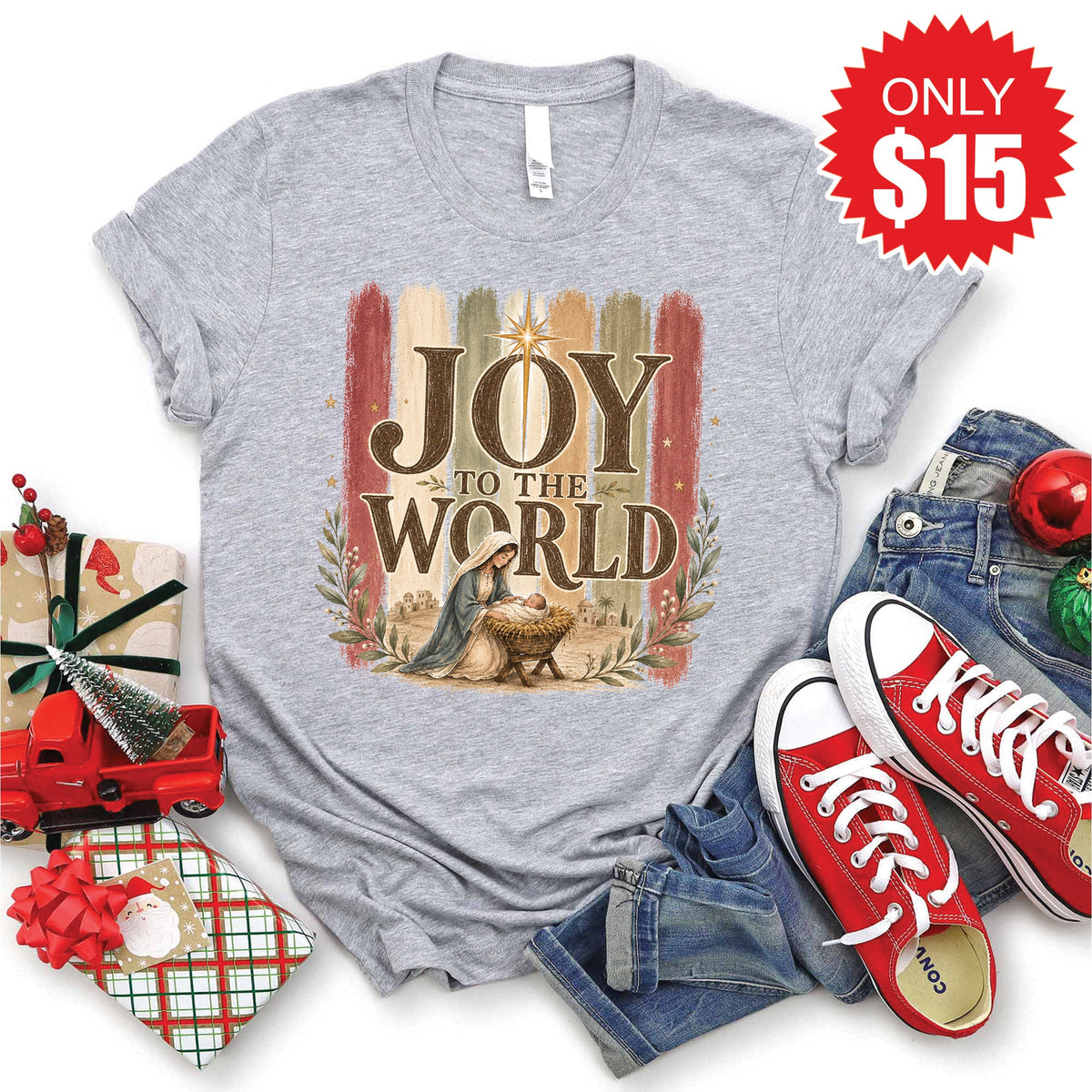 Joy To The World Tee - Heather Grey - 15 product image 1