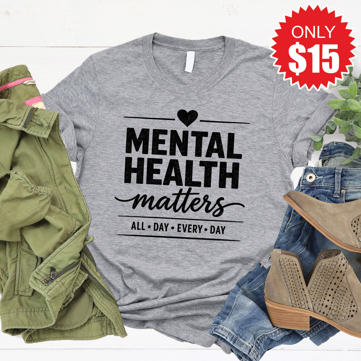 Mental Health Matters Tee - Heather Grey - 15 product image 1