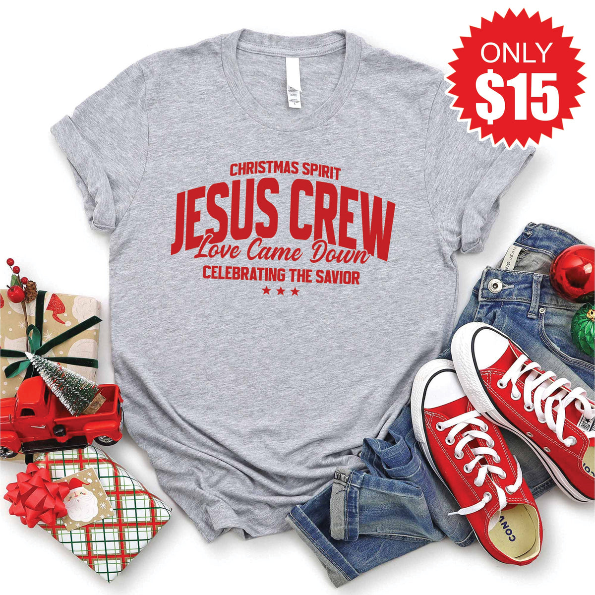 Jesus Crew Tee - Heather Grey - 15 product image 1