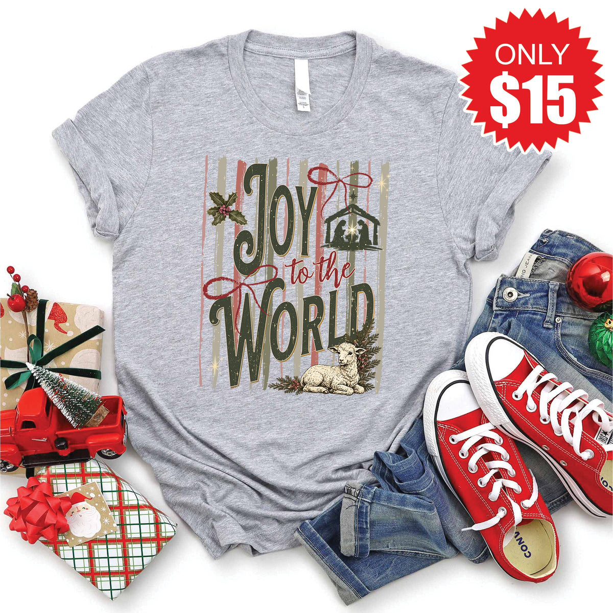Joy To The World Tee - Heather Grey - 15 product image 1