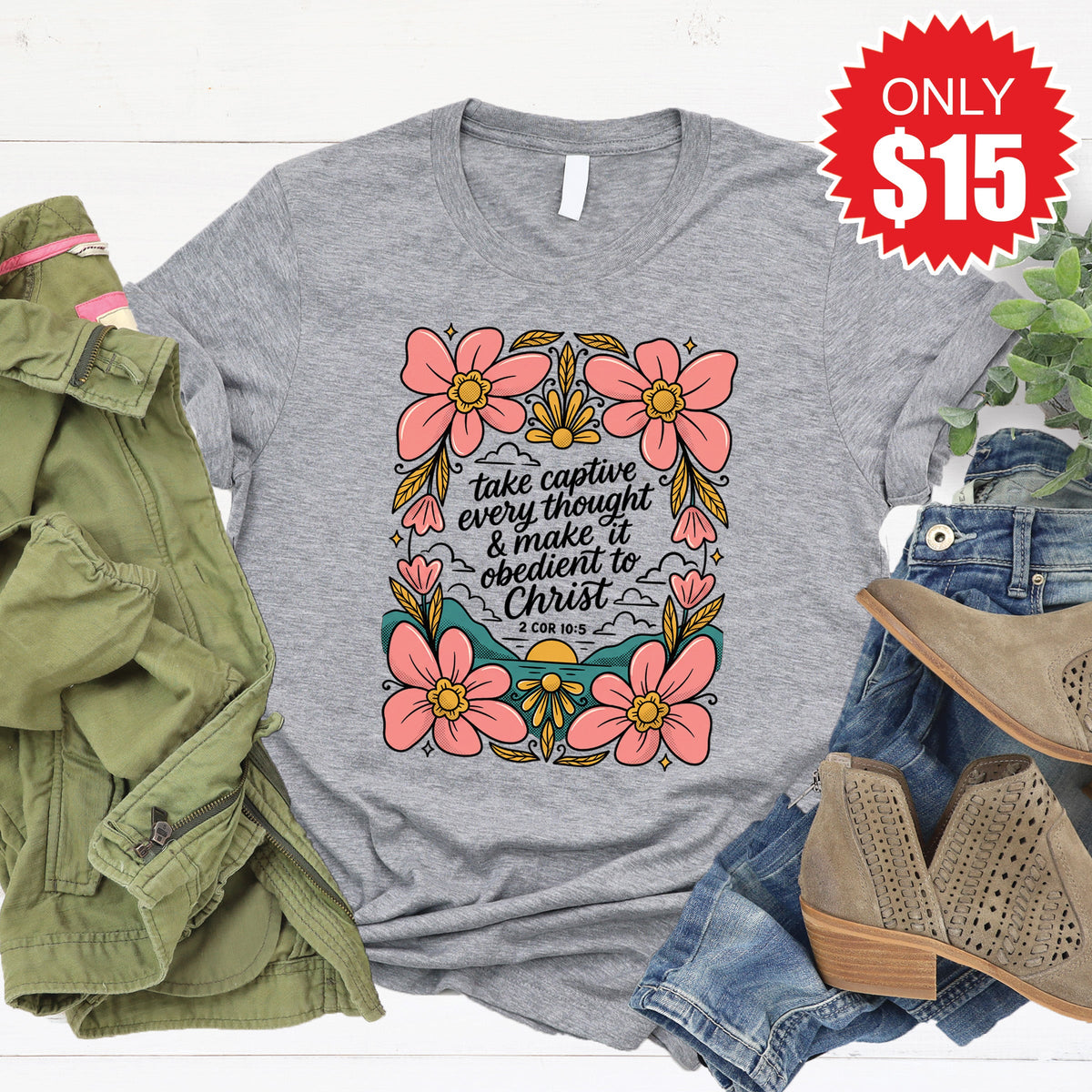 Take Every Thought Captive Tee - Heather Grey - 15 product image 1
