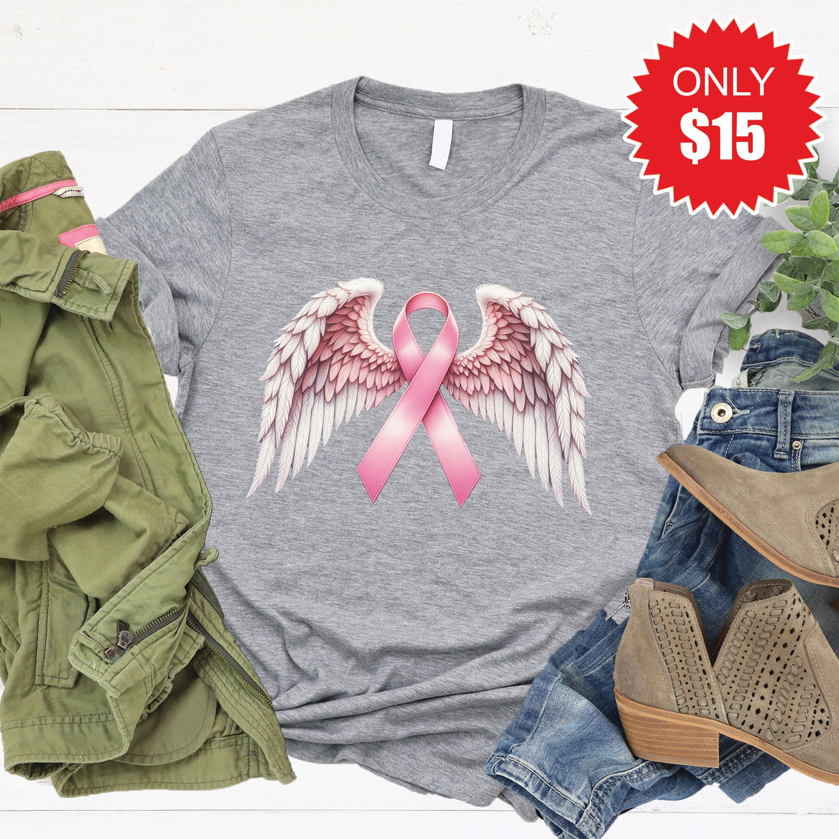Angel Wings Tee - Heather Grey - 15 product image 1