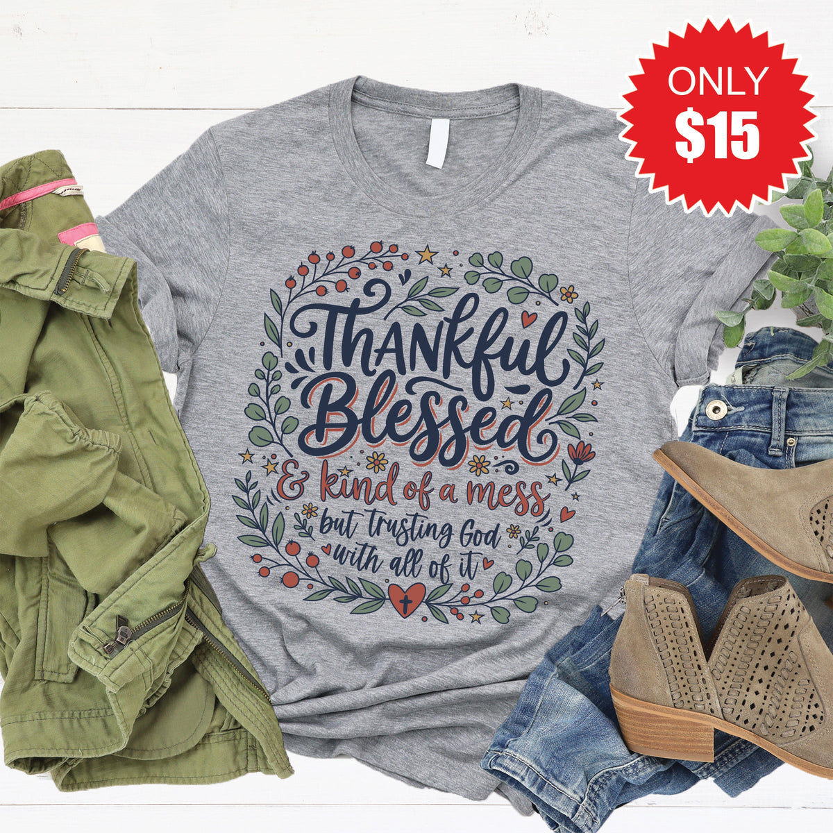 Kind of a Mess Tee - Heather Grey - 15 product image 1