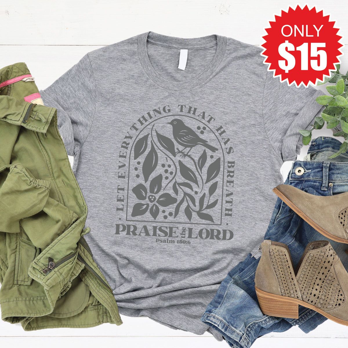 Praise The Lord Tee - Heather Grey - 15 product image 1