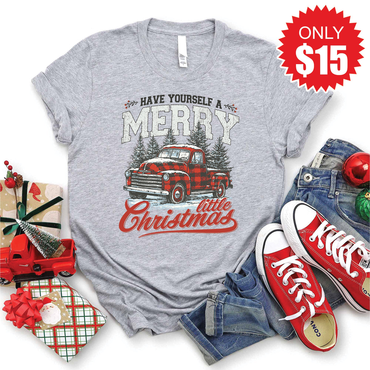 Merry Little Christmas Tee - Heather Grey - 15 product image 1