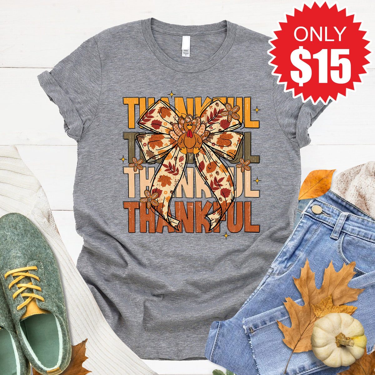 Thankful Tee - Heather Grey - 15 product image 1