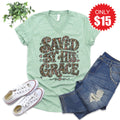 Saved by His Grace V-Neck - Heather Honeydew - 15
