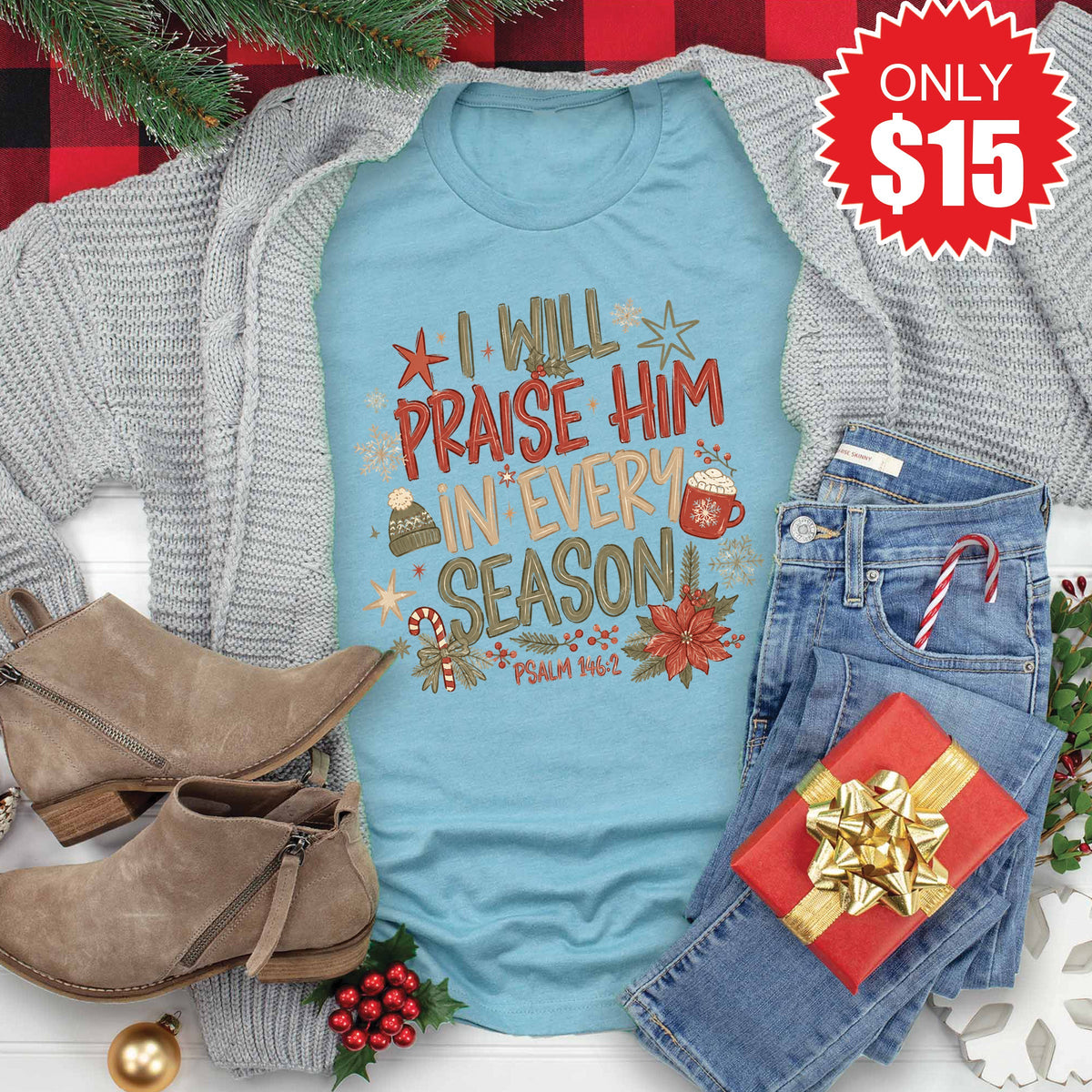 Praise Him Tee - Heather Lagoon - 15 product image 1