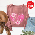 Pink Ribbon Floral Sweatshirt - Heather Mauve - 20 product image 1