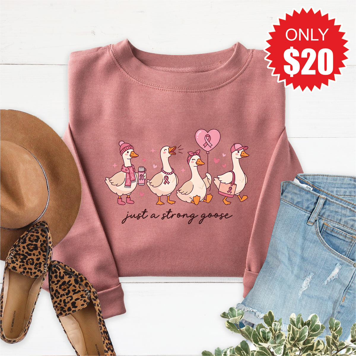 Just A Strong Goose Sweatshirt - Heather Mauve - 20 product image 1