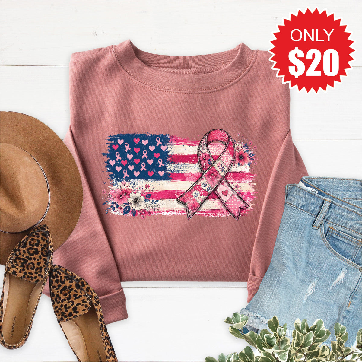 Pink Ribbon Sweatshirt - Heather Mauve - 20 product image 1
