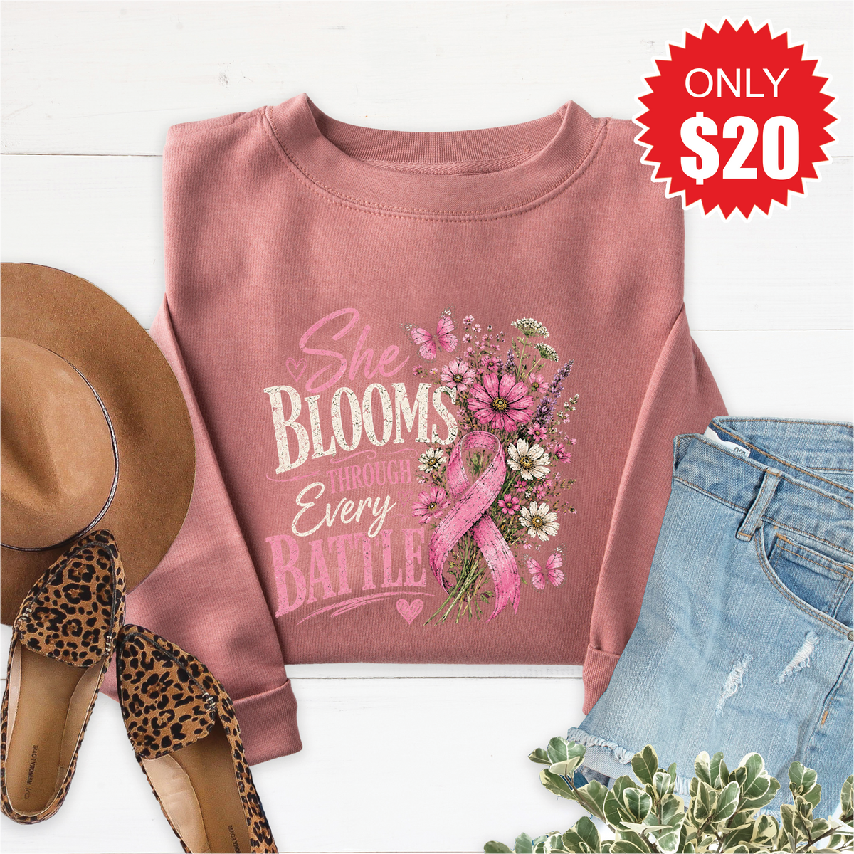She Blooms Sweatshirt - Heather Mauve - 20 product image 1