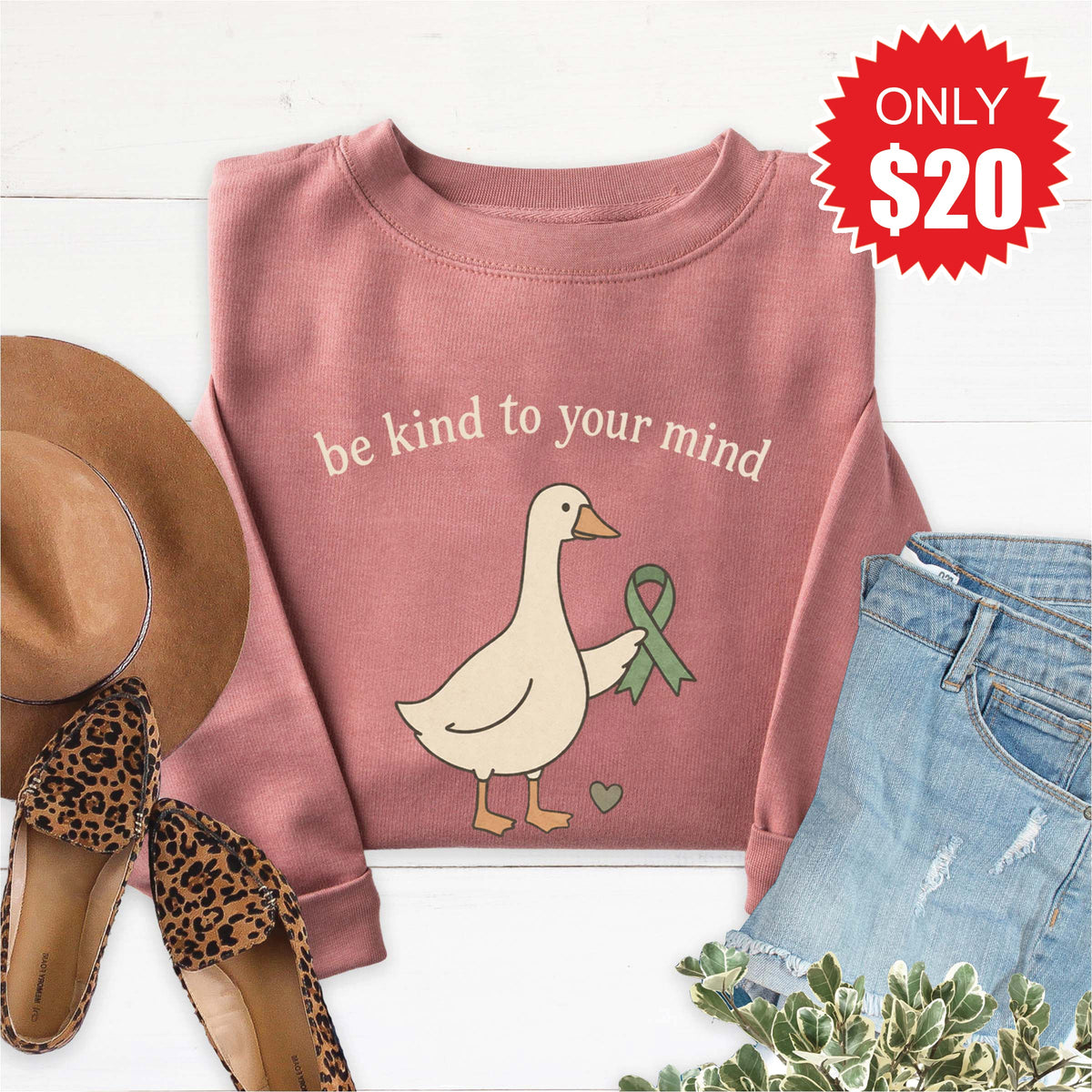 Be Kind To Your Mind Sweatshirt - Heather Mauve - 20 product image 1