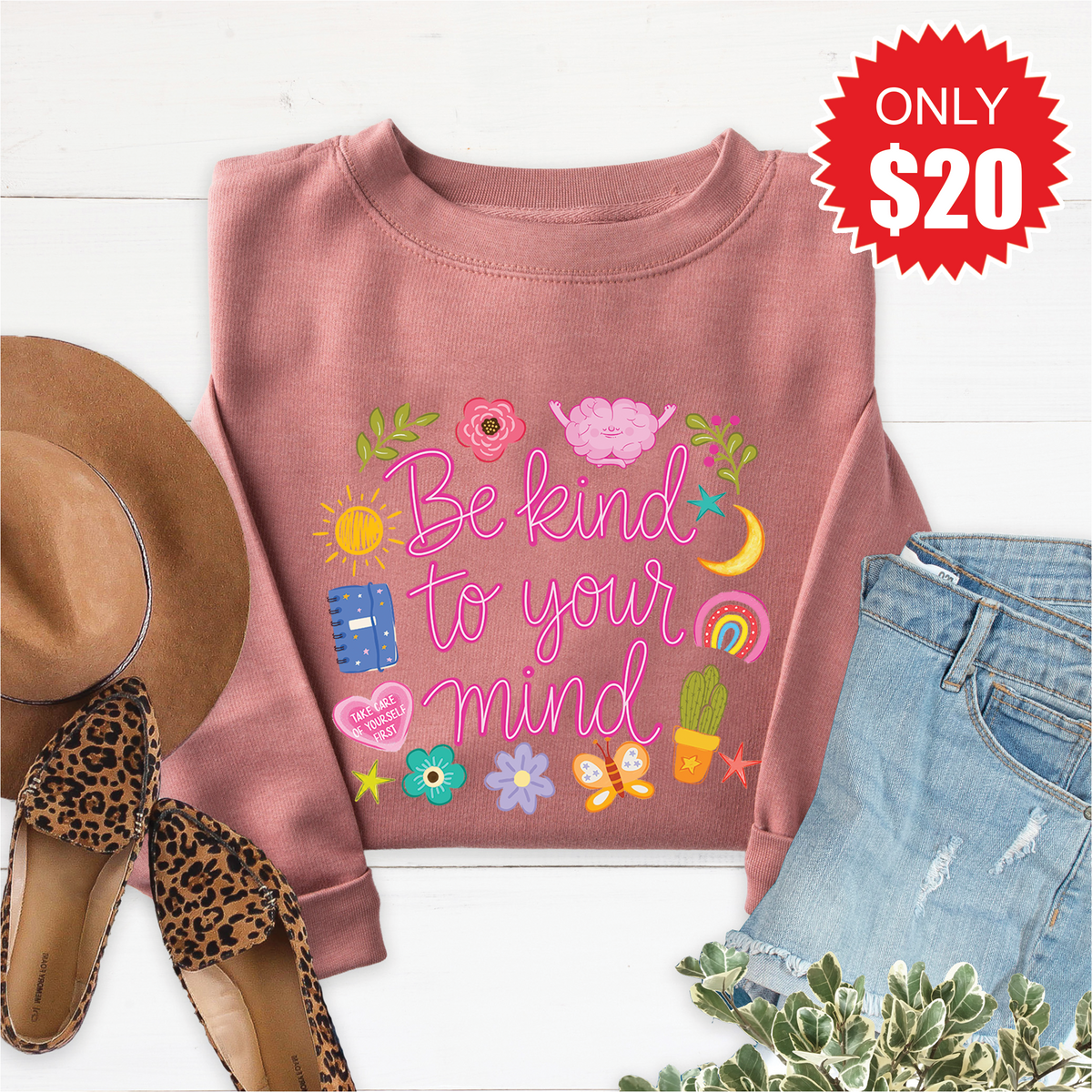 Be Kind To Your Mind Sweatshirt - Heather Mauve - 20 product image 1