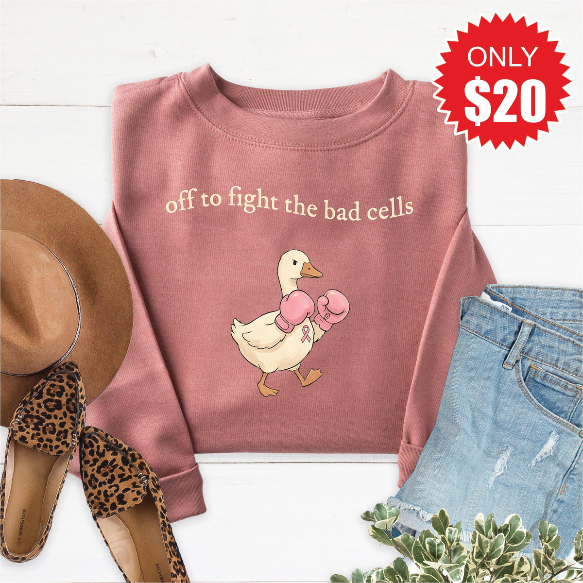 Fight The Bad Cells Sweatshirt - Heather Mauve - 20 product image 1