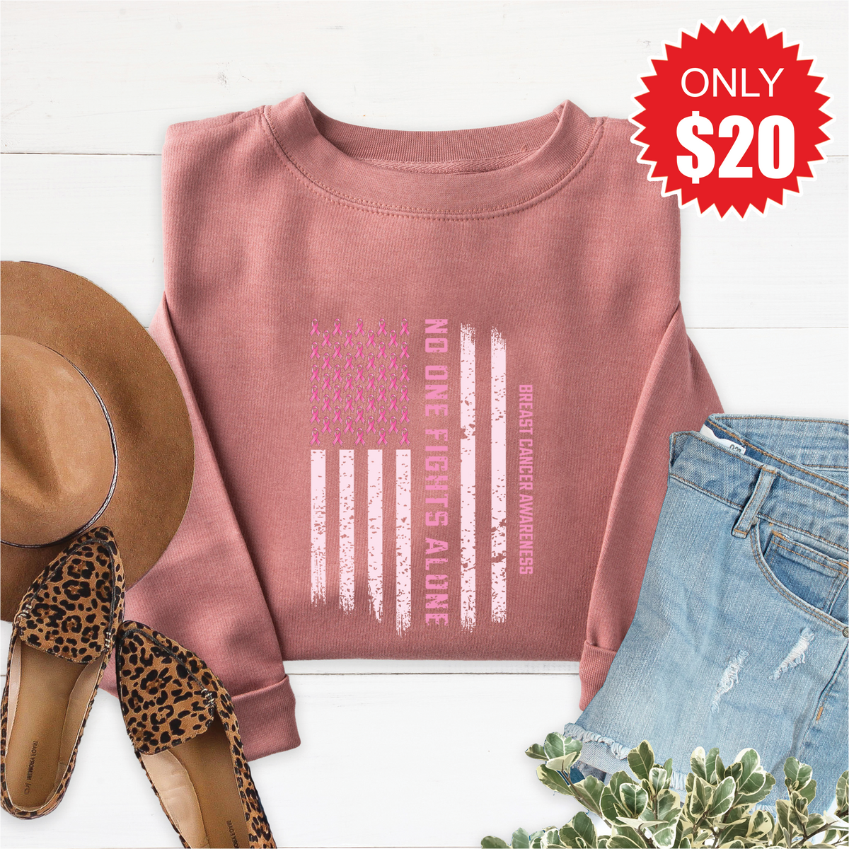 No One Fights Alone Sweatshirt - Heather Mauve - 20 product image 1