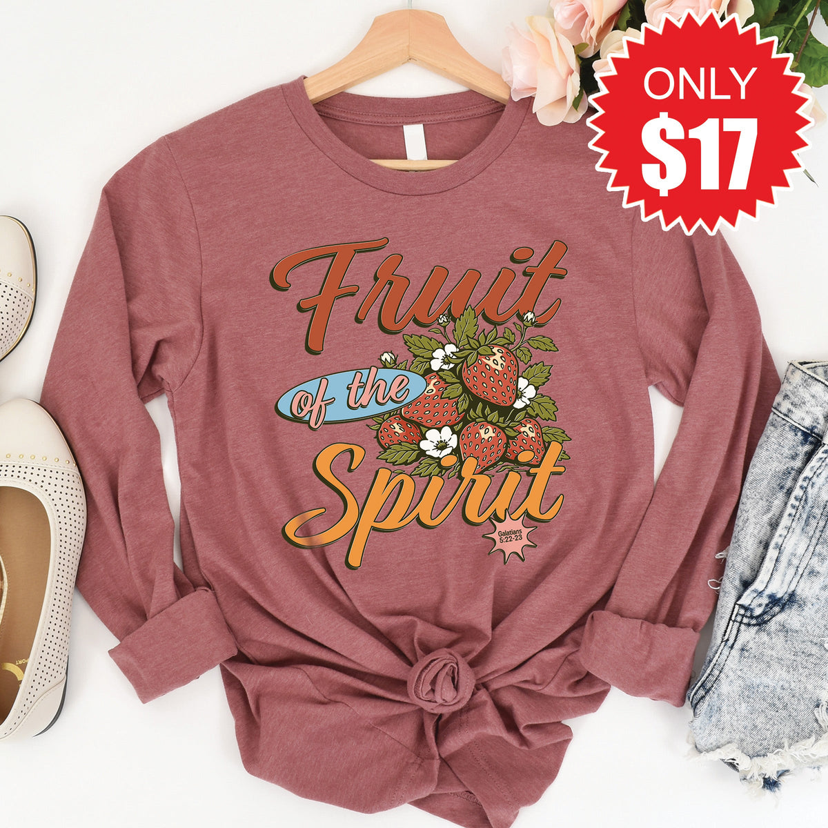 Fruit Of The Spirit Long Sleeve - Heather Mauve - 17 product image 1