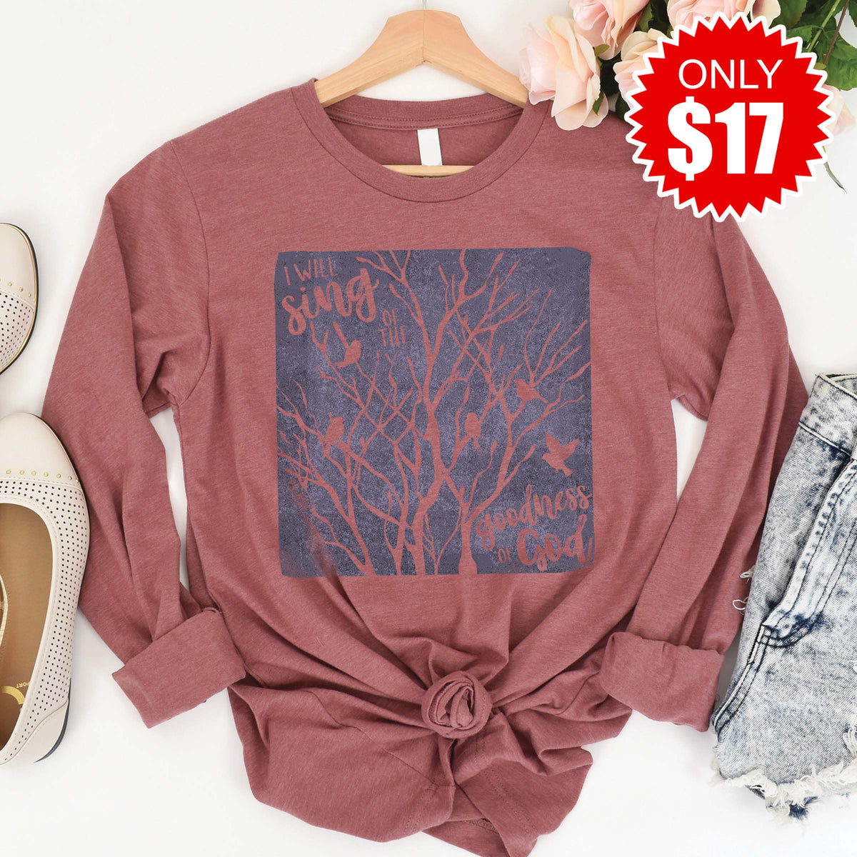 I Will Sing Long Sleeve - Heather Mauve - 17 product image 1