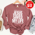 Jesus Saved My Life Long Sleeve - Heather Mauve - 17 product image 1