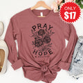 Pray Hope And Believe Long Sleeve - Heather Mauve - 17 product image 1