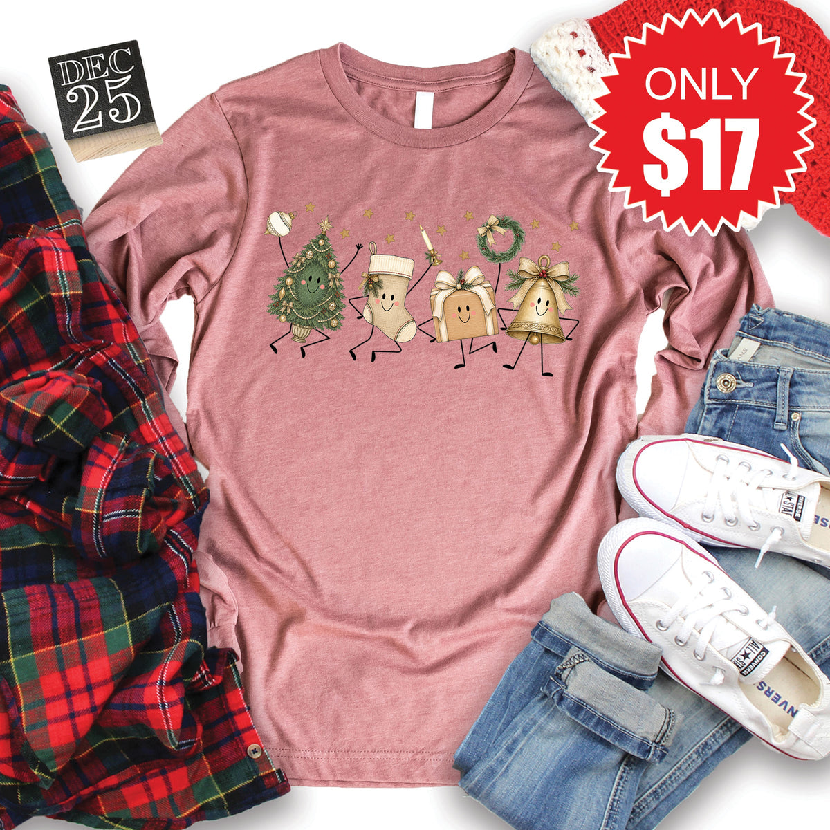 Christmas Long Sleeve - Heather Mauve - 17 product image 1