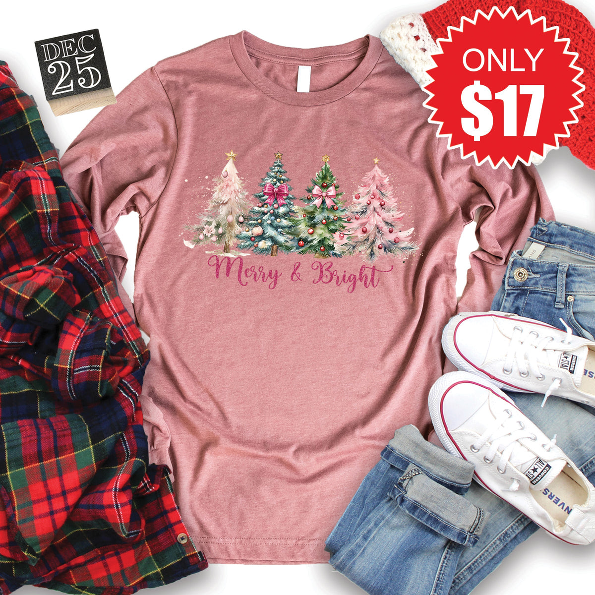 Merry and Bright Long Sleeve - Heather Mauve - 17 product image 1