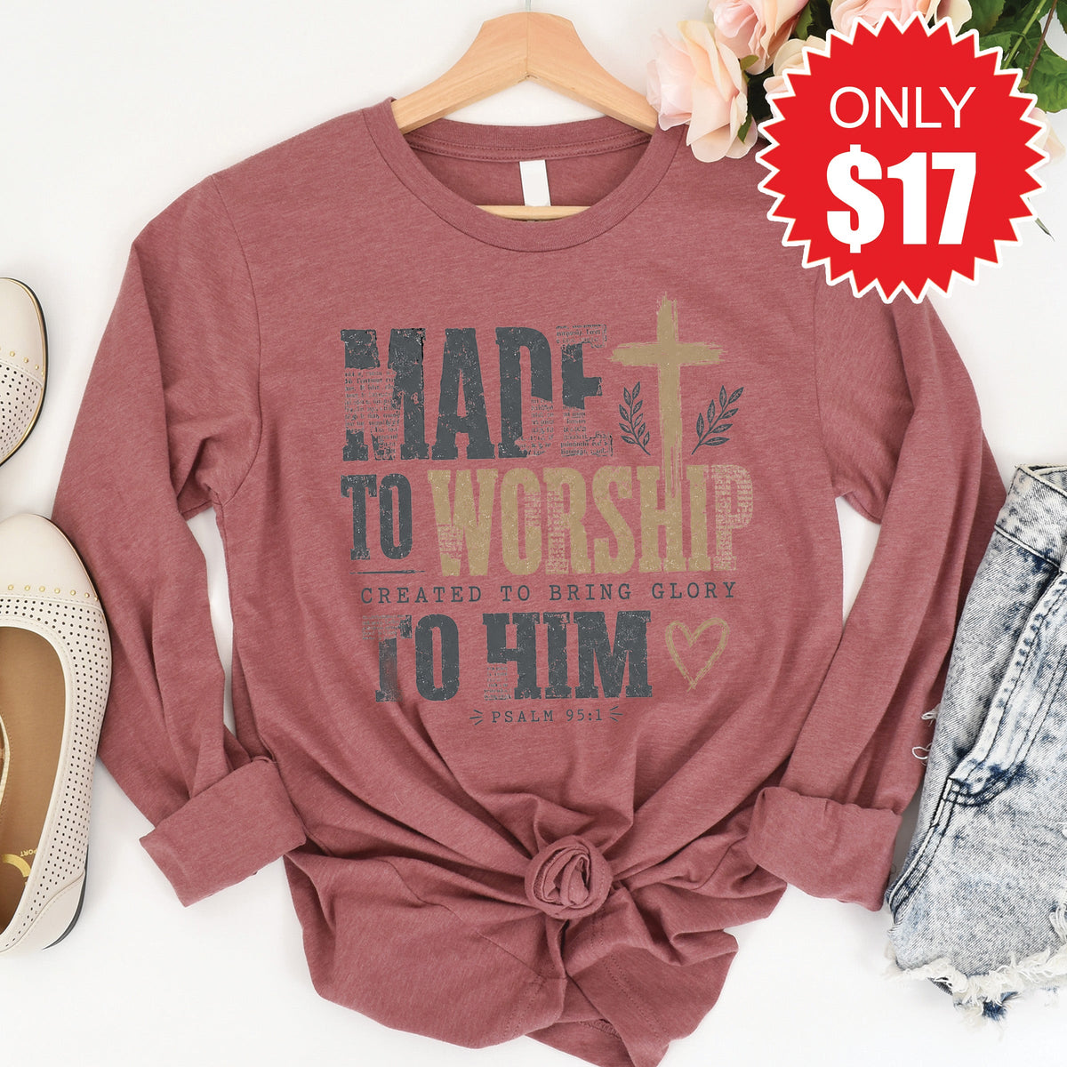 Made To Worship Long Sleeve - Heather Mauve - 17 product image 1