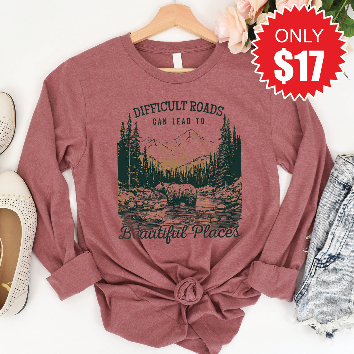 Beautiful Places Long Sleeve - Heather Mauve - 17 product image 1