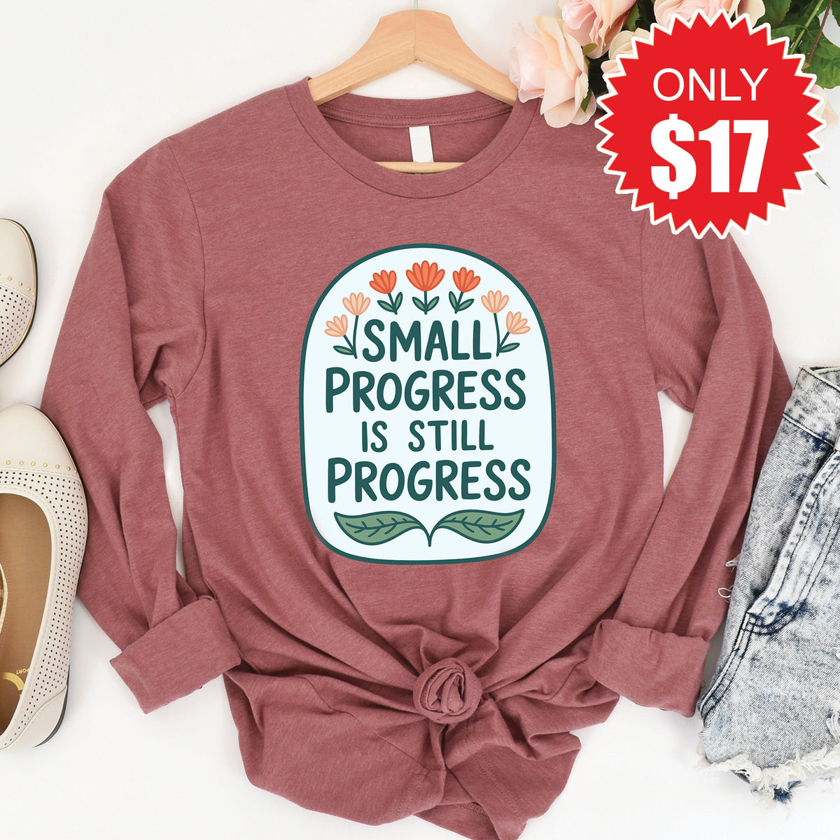 Small Progress Long Sleeve - Heather Mauve - 17 product image 1