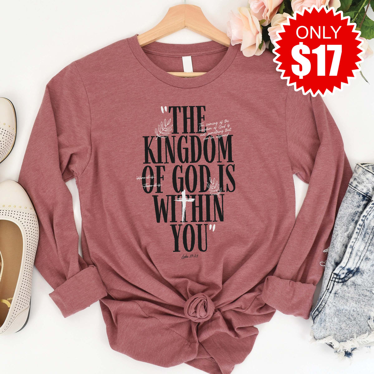 Kingdom of God Long Sleeve - Heather Mauve - 17 product image 1